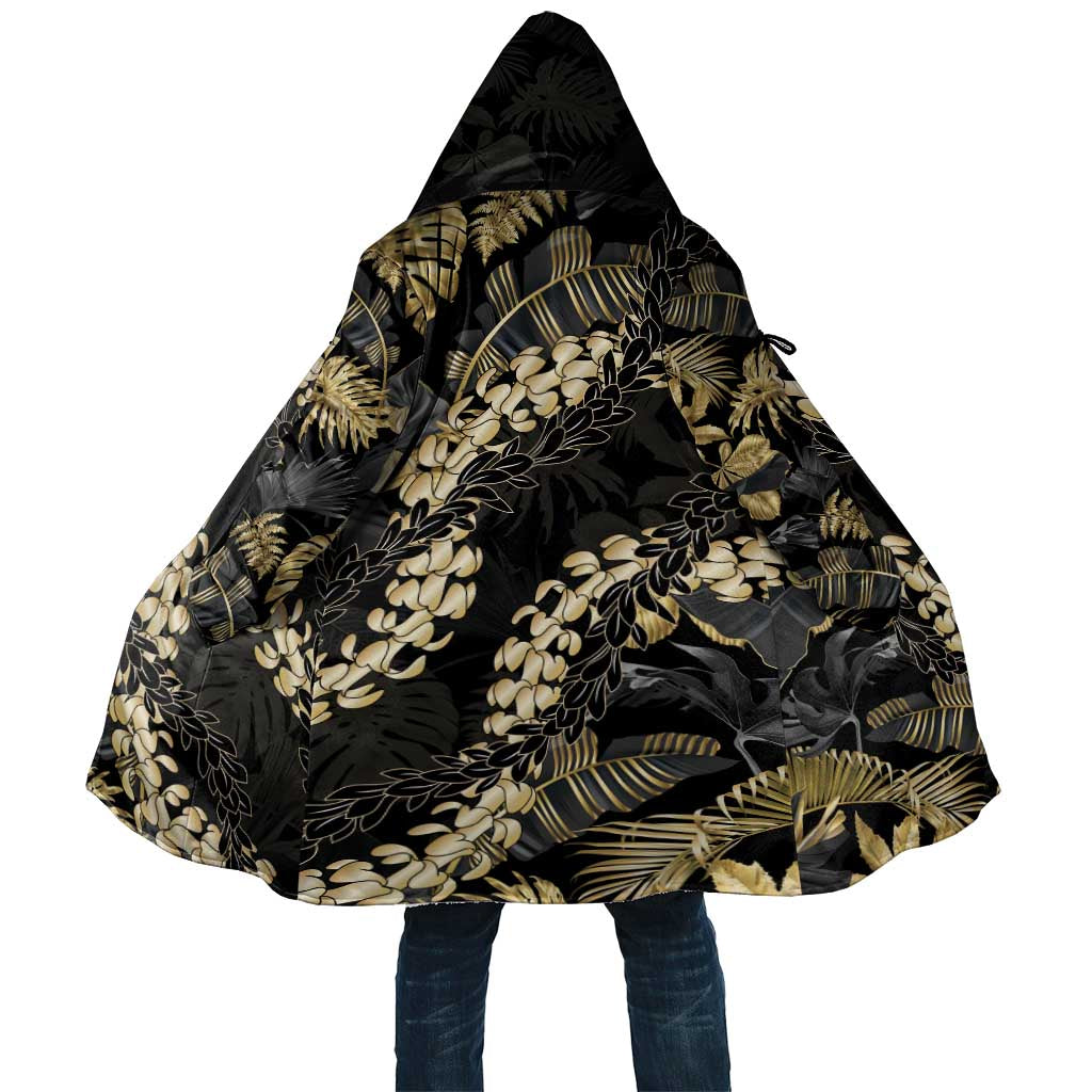 Gold Tropical Leaves Hawaii Mikioi Lei Cloak Luxury Stylized - Polynesian Pride