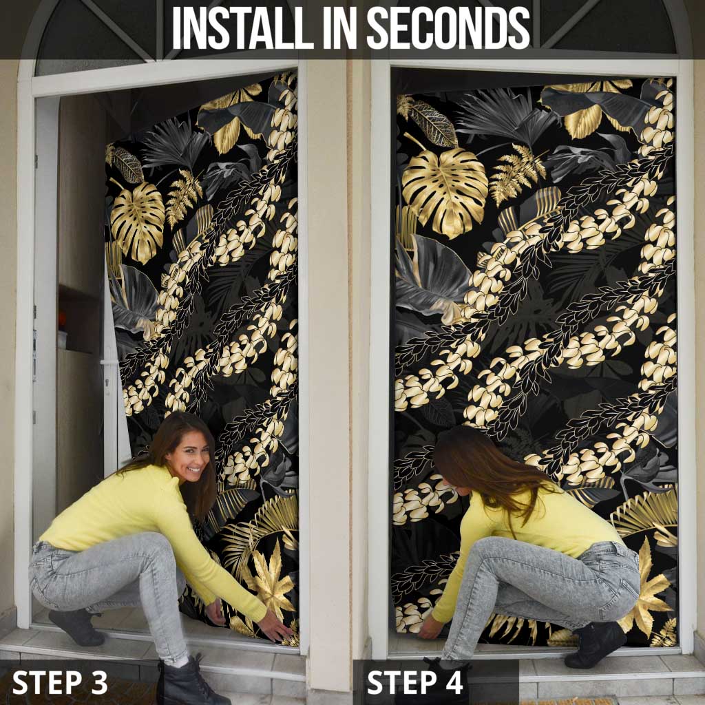 Gold Tropical Leaves Hawaii Mikioi Lei Door Cover Luxury Stylized - Polynesian Pride