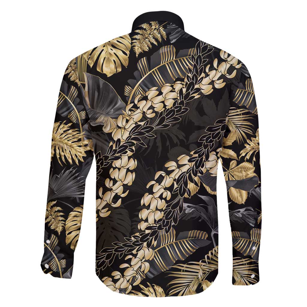 Gold Tropical Leaves Hawaii Mikioi Lei Family Matching Puletasi and Hawaiian Shirt Luxury Stylized - Polynesian Pride