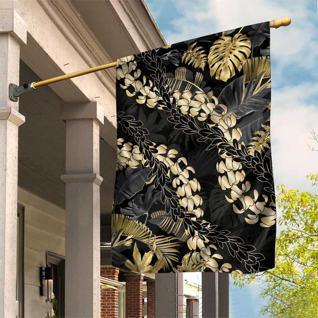 Gold Tropical Leaves Hawaii Mikioi Lei Garden Flag Luxury Stylized - Polynesian Pride