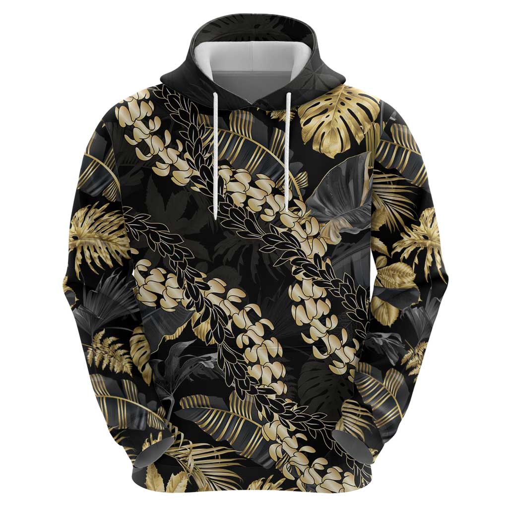 Gold Tropical Leaves Hawaii Mikioi Lei Hoodie Luxury Stylized - Polynesian Pride