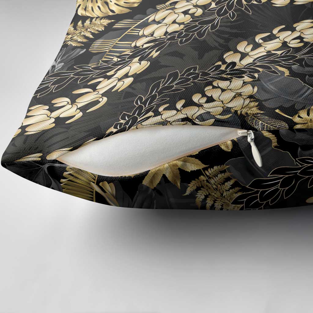 Gold Tropical Leaves Hawaii Mikioi Lei Pillow Cover Luxury Stylized - Polynesian Pride
