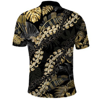 Gold Tropical Leaves Hawaii Mikioi Lei Polo Shirt Luxury Stylized - Polynesian Pride