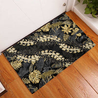 Gold Tropical Leaves Hawaii Mikioi Lei Rubber Doormat Luxury Stylized - Polynesian Pride