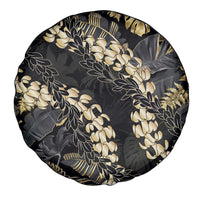 Gold Tropical Leaves Hawaii Mikioi Lei Spare Tire Cover Luxury Stylized - Polynesian Pride