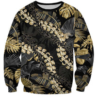 Gold Tropical Leaves Hawaii Mikioi Lei Sweatshirt Luxury Stylized - Polynesian Pride