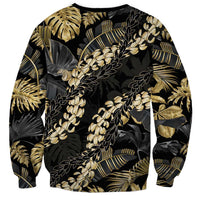 Gold Tropical Leaves Hawaii Mikioi Lei Sweatshirt Luxury Stylized - Polynesian Pride