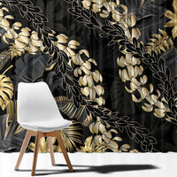 Gold Tropical Leaves Hawaii Mikioi Lei Window Curtain Luxury Stylized - Polynesian Pride