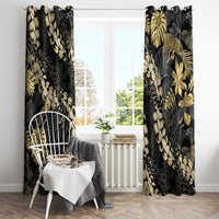Gold Tropical Leaves Hawaii Mikioi Lei Window Curtain Luxury Stylized - Polynesian Pride
