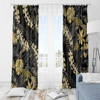 Gold Tropical Leaves Hawaii Mikioi Lei Window Curtain Luxury Stylized - Polynesian Pride