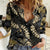Gold Tropical Leaves Hawaii Mikioi Lei Women Casual Shirt Luxury Stylized - Polynesian Pride