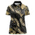 Gold Tropical Leaves Hawaii Mikioi Lei Women Polo Shirt Luxury Stylized - Polynesian Pride