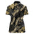 Gold Tropical Leaves Hawaii Mikioi Lei Women Polo Shirt Luxury Stylized - Polynesian Pride