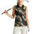 Gold Tropical Leaves Hawaii Mikioi Lei Women Sleeveless Polo Shirt Luxury Stylized - Polynesian Pride