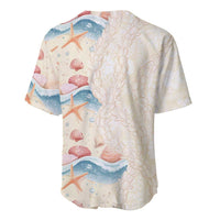 Beige Hawaii Lei Seashells Starfish Baseball Jersey Sandy Sylized - Polynesian Pride