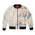 Beige Hawaii Lei Seashells Starfish Bomber Jacket Sandy Sylized - Polynesian Pride