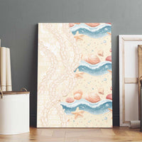 Beige Hawaii Lei Seashells Starfish Canvas Wall Art Sandy Sylized - Polynesian Pride