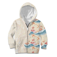 Beige Hawaii Lei Seashells Starfish Kid Hoodie Sandy Sylized - Polynesian Pride