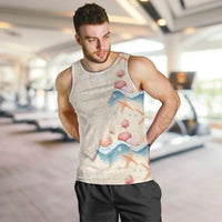 Beige Hawaii Lei Seashells Starfish Men Tank Top Sandy Sylized - Polynesian Pride