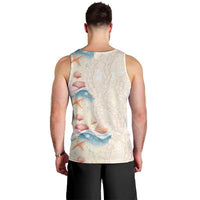 Beige Hawaii Lei Seashells Starfish Men Tank Top Sandy Sylized - Polynesian Pride
