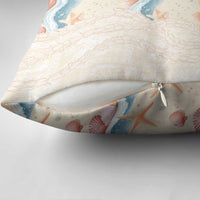 Beige Hawaii Lei Seashells Starfish Pillow Cover Sandy Sylized - Polynesian Pride