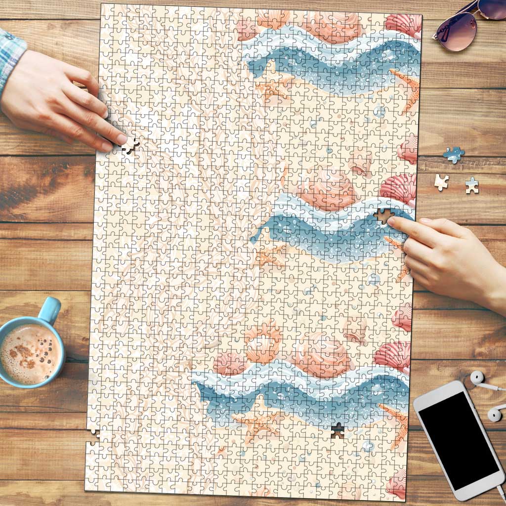 Beige Hawaii Lei Seashells Starfish Puzzle Sandy Sylized - Polynesian Pride