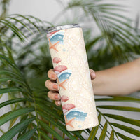Beige Hawaii Lei Seashells Starfish Skinny Tumbler Sandy Sylized - Polynesian Pride