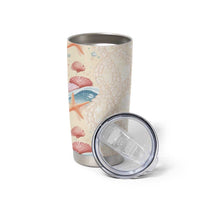 Beige Hawaii Lei Seashells Starfish Tumbler Cup Sandy Sylized - Polynesian Pride