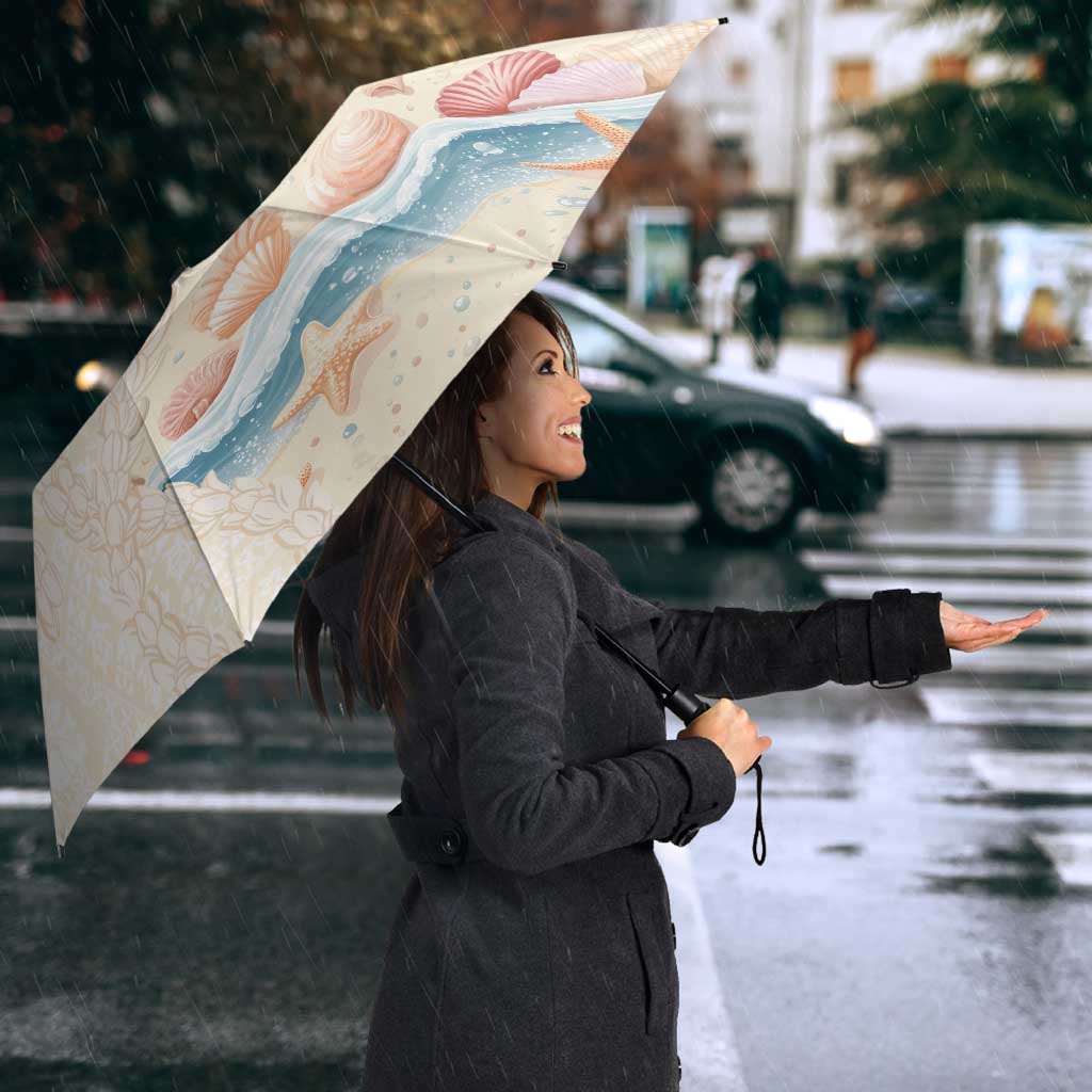 Beige Hawaii Lei Seashells Starfish Umbrella Sandy Sylized - Polynesian Pride