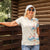 Beige Hawaii Lei Seashells Starfish Women Polo Shirt Sandy Sylized - Polynesian Pride