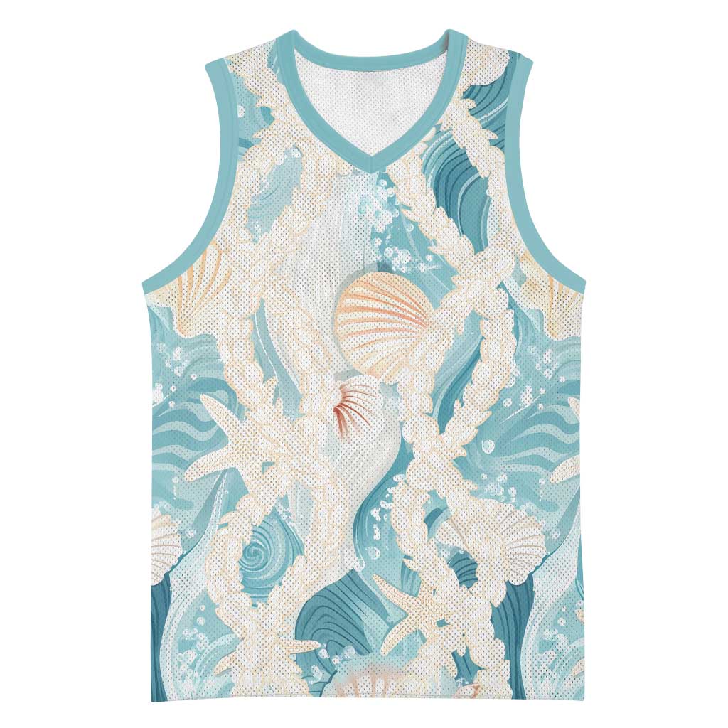 Hawaii Lei Seashells Starfish Basketball Jersey Fresh Summer Vibe - Polynesian Pride
