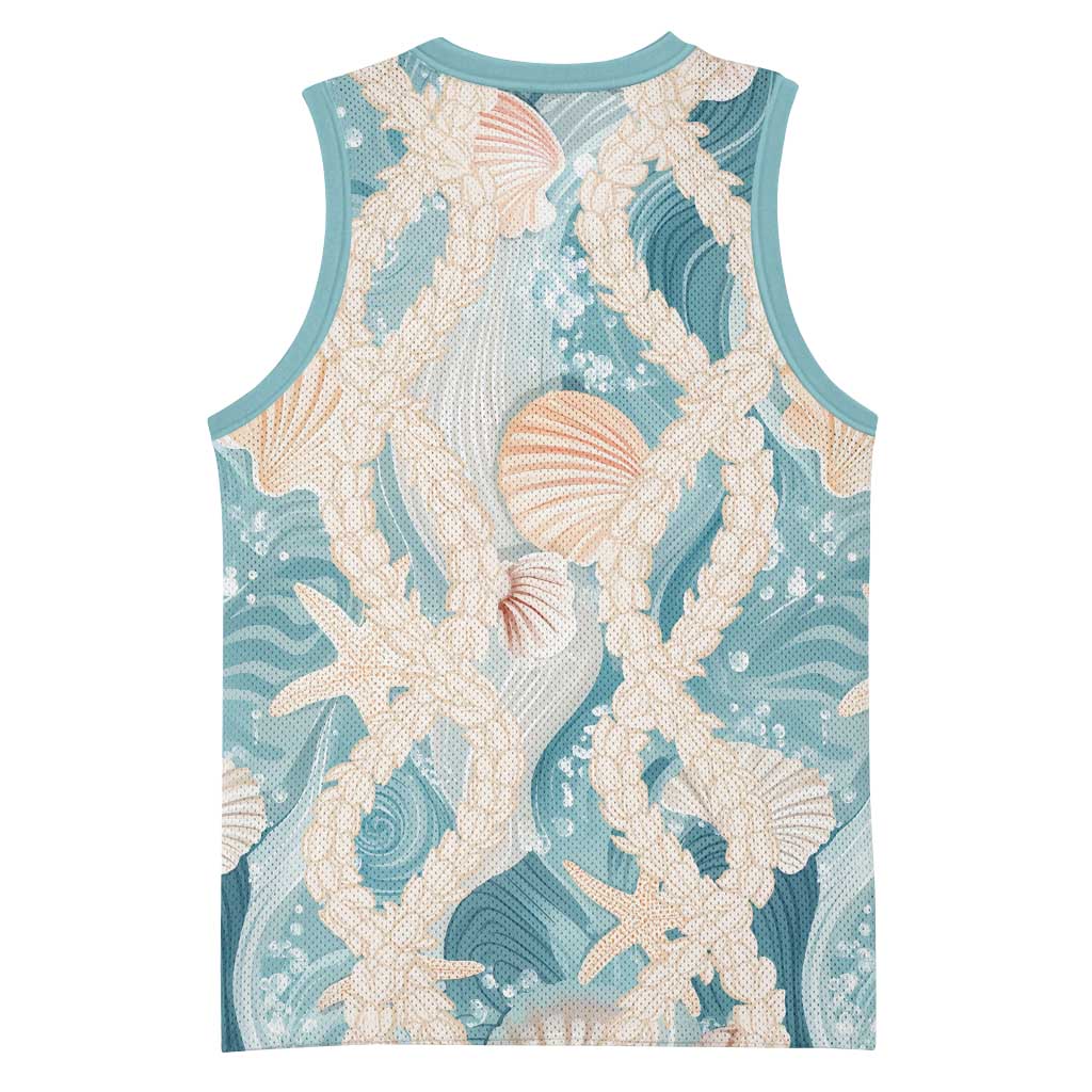 Hawaii Lei Seashells Starfish Basketball Jersey Fresh Summer Vibe - Polynesian Pride