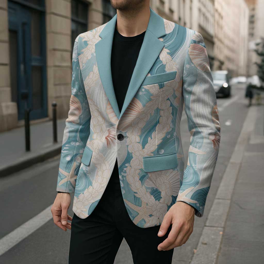 Hawaii Lei Seashells Starfish Blazer Fresh Summer Vibe - Polynesian Pride