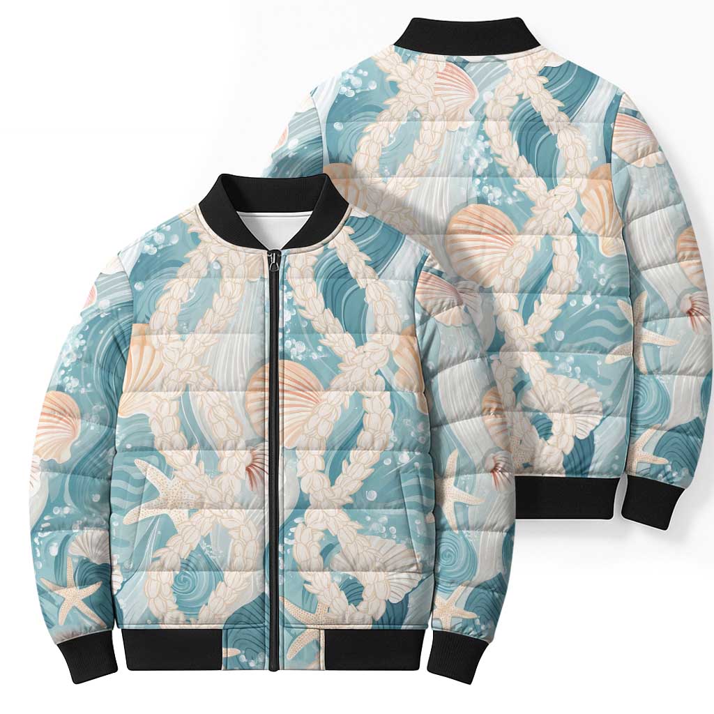 Hawaii Lei Seashells Starfish Bomber Puffer Jacket Fresh Summer Vibe - Polynesian Pride