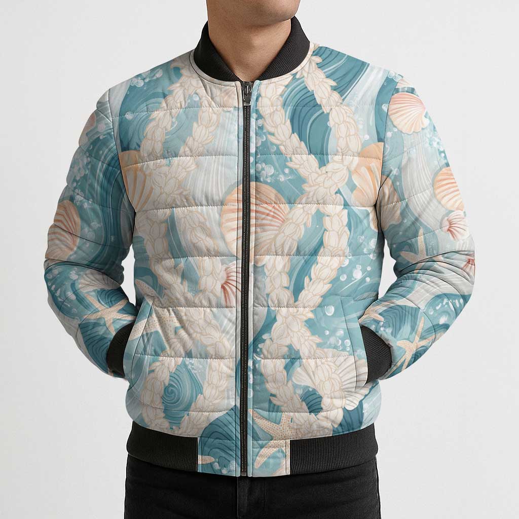 Hawaii Lei Seashells Starfish Bomber Puffer Jacket Fresh Summer Vibe - Polynesian Pride