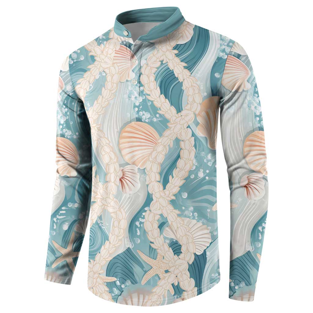 Hawaii Lei Seashells Starfish Button Sweatshirt Fresh Summer Vibe - Polynesian Pride