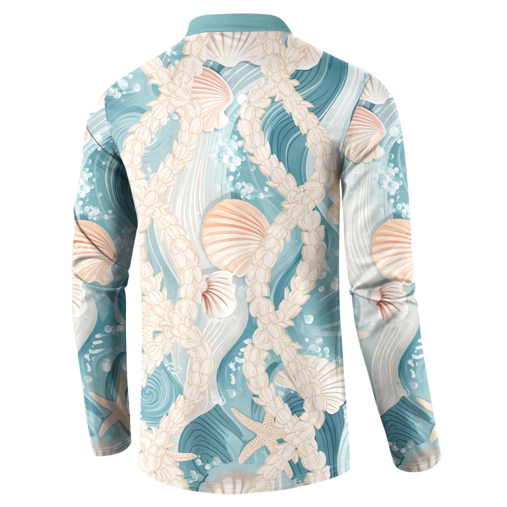 Hawaii Lei Seashells Starfish Button Sweatshirt Fresh Summer Vibe - Polynesian Pride