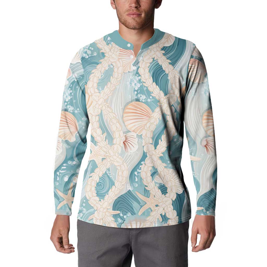 Hawaii Lei Seashells Starfish Button Sweatshirt Fresh Summer Vibe - Polynesian Pride