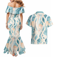 Hawaii Lei Seashells Starfish Couples Matching Mermaid Dress and Hawaiian Shirt Fresh Summer Vibe - Polynesian Pride