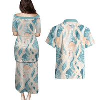 Hawaii Lei Seashells Starfish Couples Matching Puletasi and Hawaiian Shirt Fresh Summer Vibe - Polynesian Pride