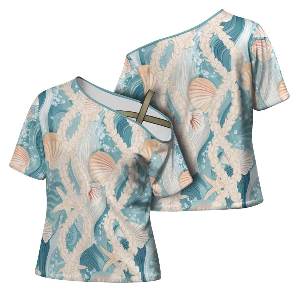 Hawaii Lei Seashells Starfish Cross Shoulder Shirt Fresh Summer Vibe - Polynesian Pride