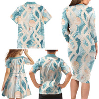 Hawaii Lei Seashells Starfish Family Matching Long Sleeve Bodycon Dress and Hawaiian Shirt Fresh Summer Vibe - Polynesian Pride