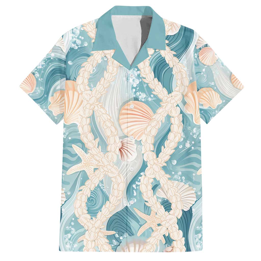 Hawaii Lei Seashells Starfish Family Matching Long Sleeve Bodycon Dress and Hawaiian Shirt Fresh Summer Vibe - Polynesian Pride