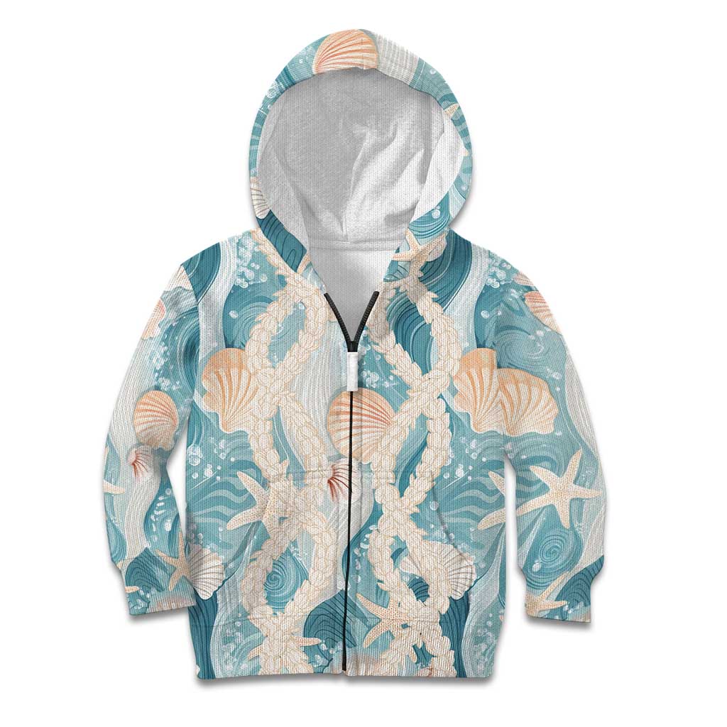 Hawaii Lei Seashells Starfish Kid Hoodie Fresh Summer Vibe - Polynesian Pride