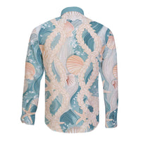 Hawaii Lei Seashells Starfish Long Sleeve Button Shirt Fresh Summer Vibe - Polynesian Pride
