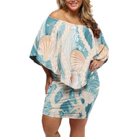 Hawaii Lei Seashells Starfish Off Shoulder Short Dress Fresh Summer Vibe - Polynesian Pride
