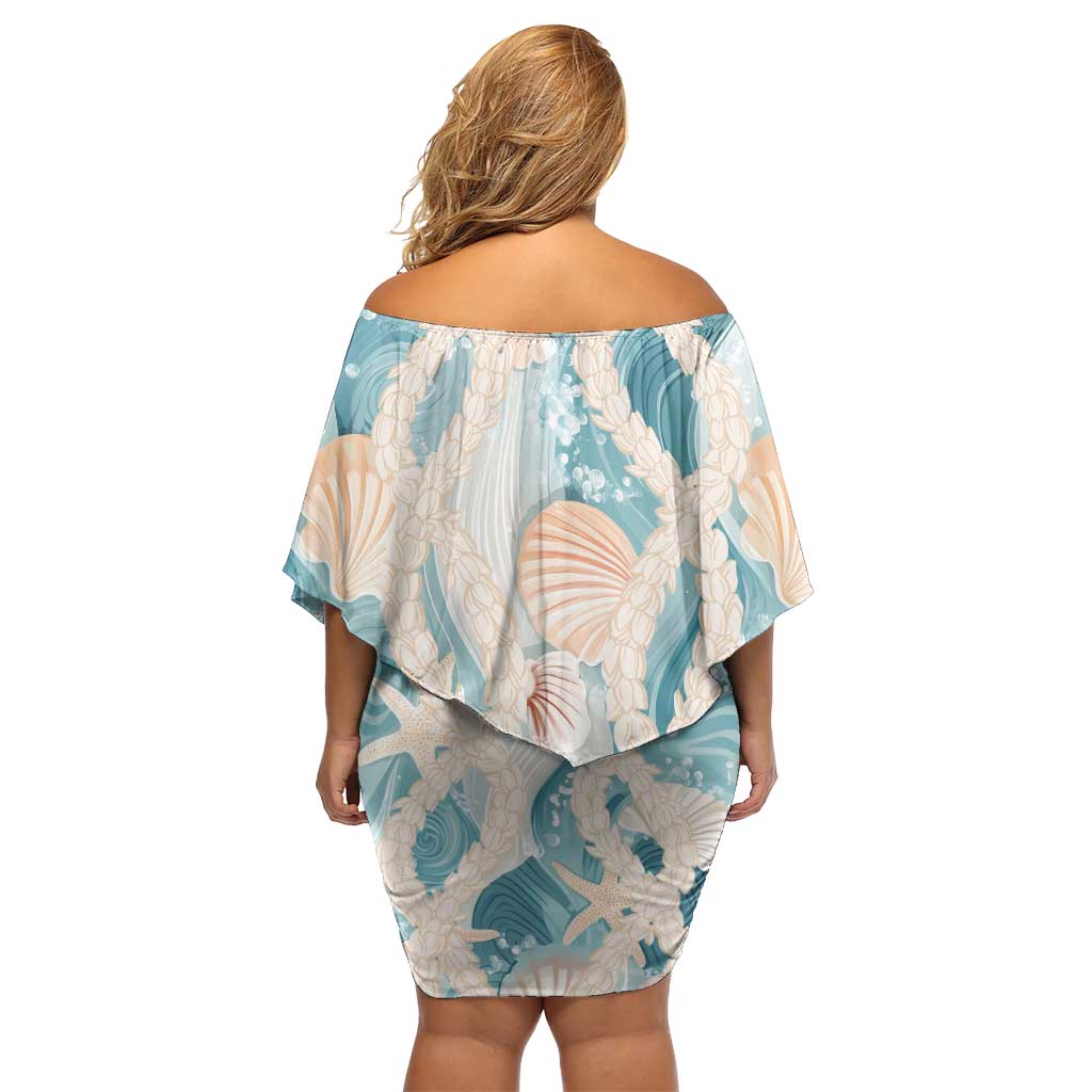 Hawaii Lei Seashells Starfish Off Shoulder Short Dress Fresh Summer Vibe - Polynesian Pride