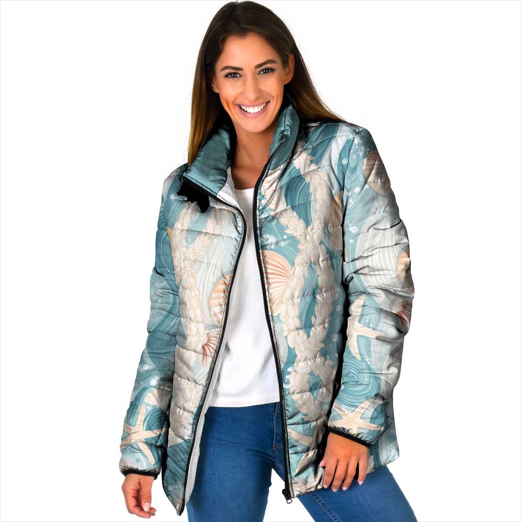 Hawaii Lei Seashells Starfish Padded Jacket Fresh Summer Vibe - Polynesian Pride