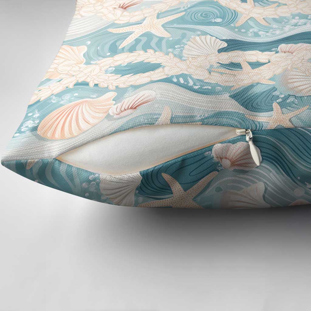 Hawaii Lei Seashells Starfish Pillow Cover Fresh Summer Vibe - Polynesian Pride