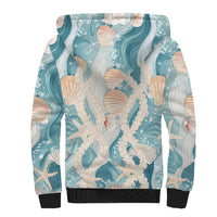 Hawaii Lei Seashells Starfish Sherpa Hoodie Fresh Summer Vibe - Polynesian Pride